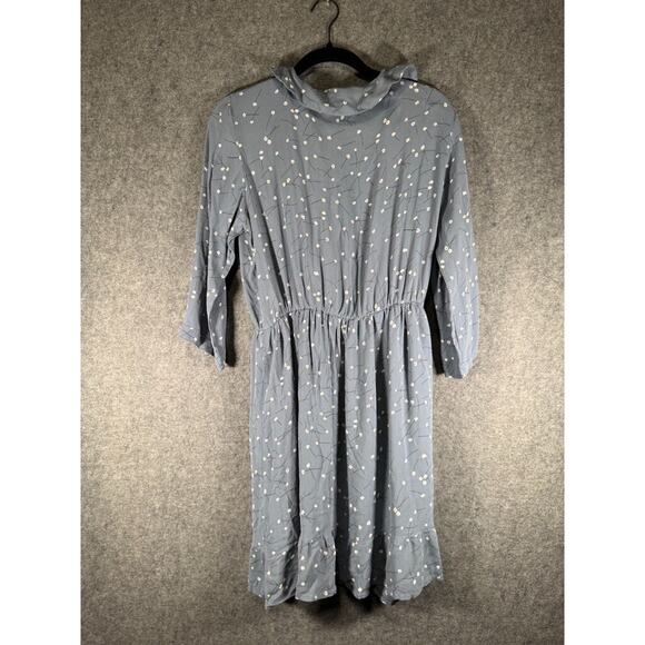 Minimum Dress Women 40 Medium Blue Floral chiffon V Neck Mini Long Sleeve Dainty - Picture 6 of 7